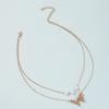 Fashion Trend Personality Double Layer Imitation Pearl Butterfly Pendant Necklace Clavicle Chain Party Jewelry Exquisite Gifts