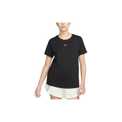 Einfarbiges Rundhals-Kurzarm-T-Shirt Damen Oberteile Schwarz DX7905-010