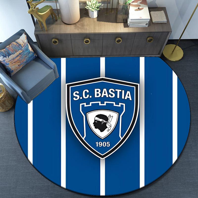 Sc Bastia Football Crest Round Rug for Livingroom,Bedroom, Palyroom, Chair Rug, Area rug, Circle Carpet, Fan Christmas gift