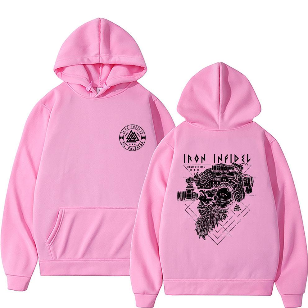 IRON INFIDEL Bone Print Men Hoodie Outdoor Street Fitness Running Retro Hip-hop Rock Horror Jersey Sports Long-sleeve Sweatshirt