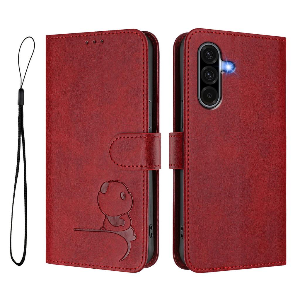 Für Samsung Galaxy A36 5G/Galaxy A56 5G Hülle Panda-Aufdruck RFID-Blockierendes Portemonnaie Leder Handyhülle mit Handschlaufe