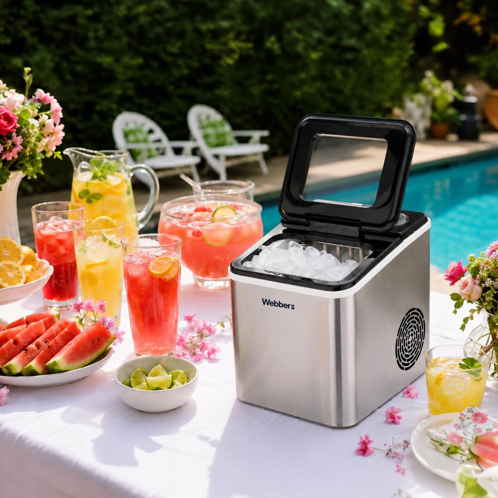 Ice Maker Webber Ruka Im-002 Inox 13Kg 165W 2 Cube Sizes 1.5 L