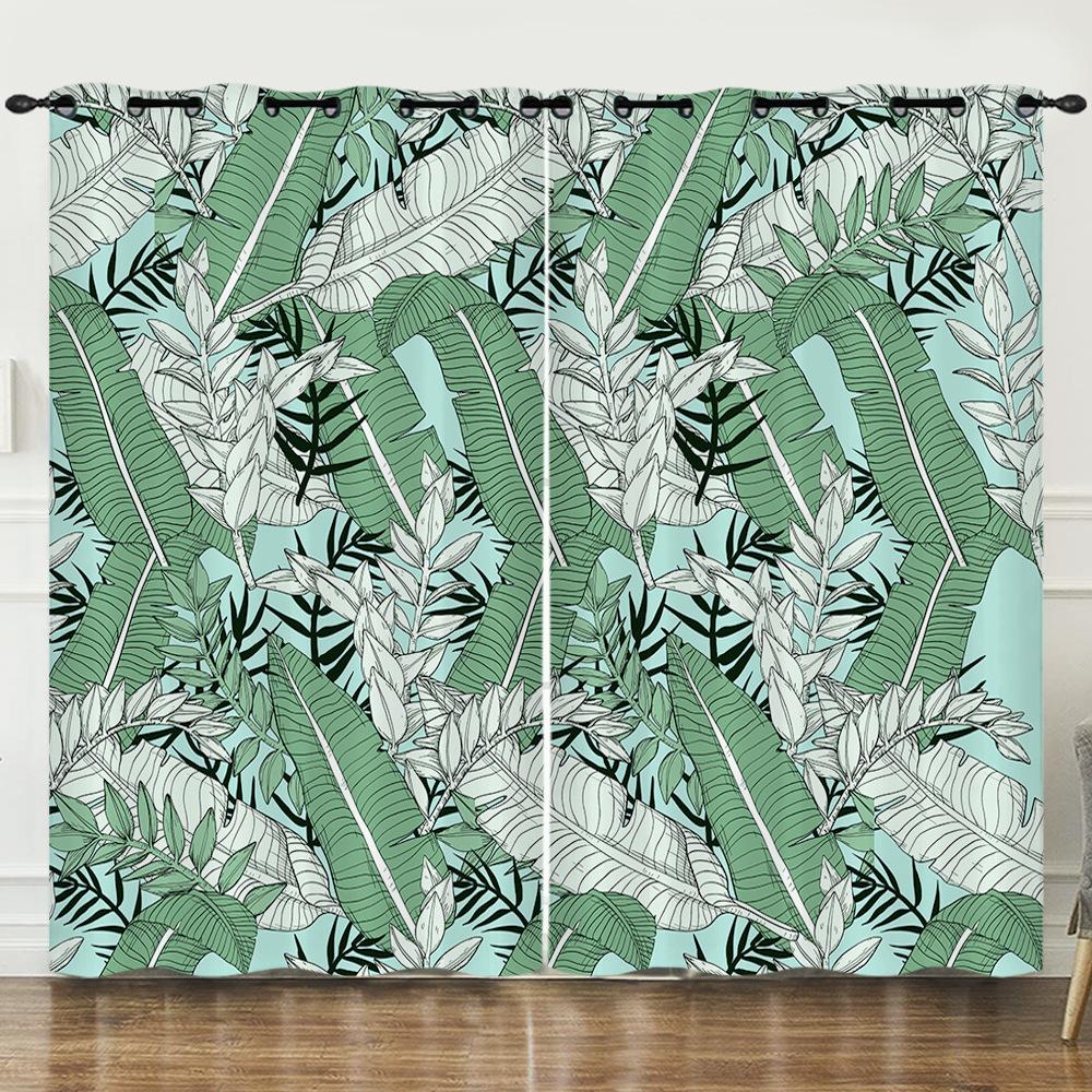 Curtains Tropical Rainforest Living Room Bedroom Curtains Digital Printing Blackout Curtains No Punching