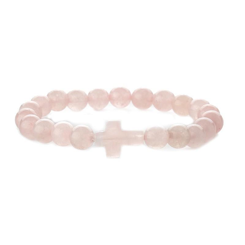 Natürlicher Stein Perlen Kreuz Armband Damen Einfaches Armband Perlen Vielseitiges Armband Europäisches und Amerikanisches Neues Mehrfarbiges Perlenarmband.