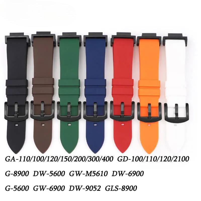 16mm Konvexní řemínek pro Casio g-shock GA110 DW-5610 DW-5600 DW-6900 DW-9052 GW-6900 GLS-8900 Náhradní řemínek Silikonový gumový pásek