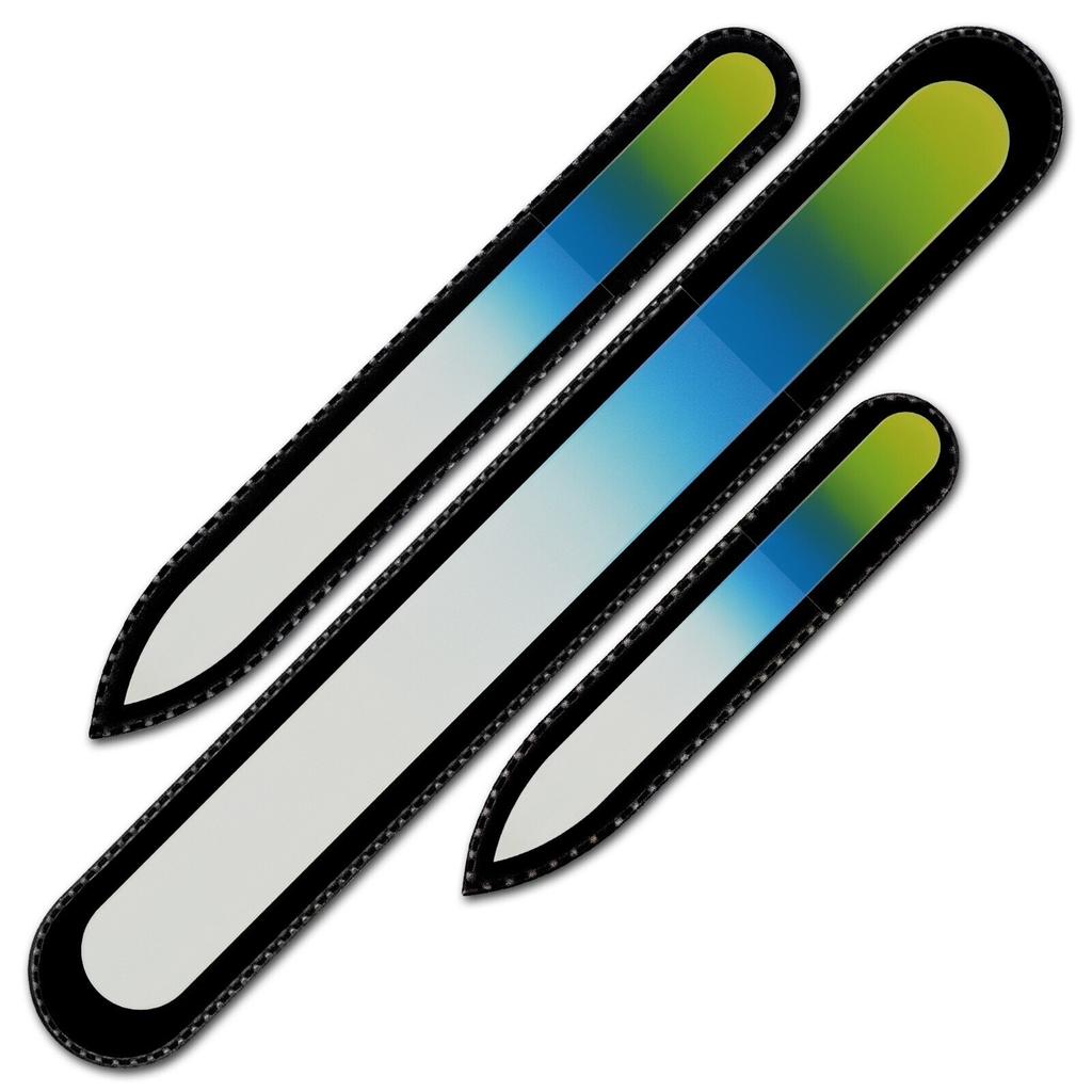 Set of 3 Rainbow Crystal Nail Files, Hand Made of Czech Tempered Glass R-BMS