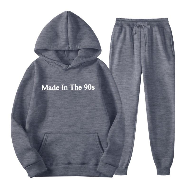 Trendy Unisex Hooded Fleece Lined Sweatshirt Tracksuit
