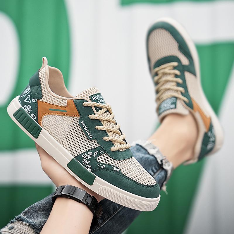 Large size hollow fashion board shoes men's 2025 new comfortable mesh shoes lightweight trend versatile casual shoes