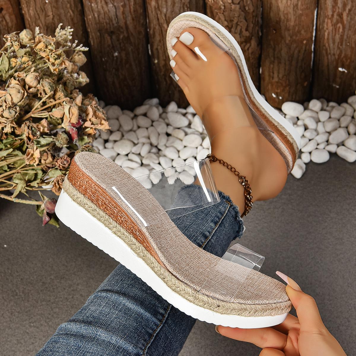 

Модные женские тапочки на танкетке из резины Гавайские повседневные римские тапочки 42 чистый