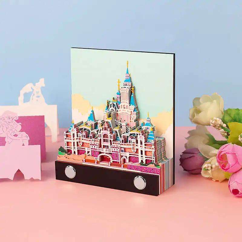 3D Memo Pad Art Fantasy Castle Shaped Desk Calendar Sticky Notes Card Craft Character Silhouette DIY Gift with Light Calendar