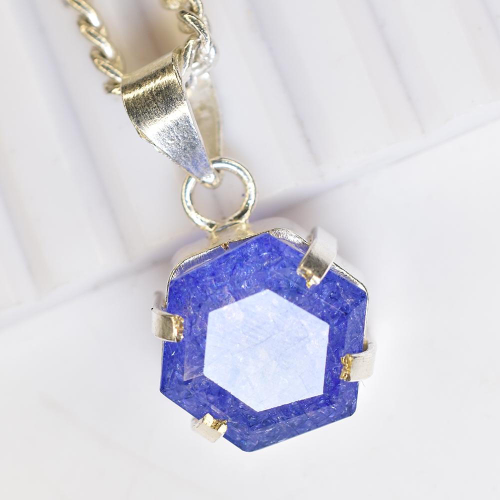 Sterling Silver CERTIFIED Natural Purple Fancy 30.45 Ct Tanzanite Gems Pendant MY.PD-176-NS