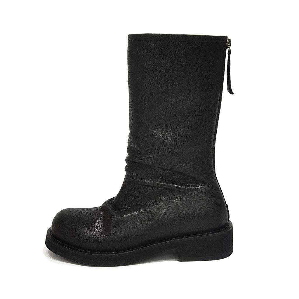 Coreofalchemy Vintage Leather Mid-Calf Boots Black