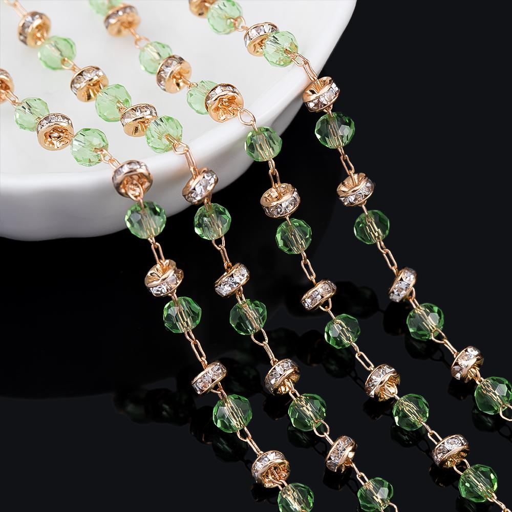 

2Meters 0.5Meter 1Meter Red Green Glass Ball Beaded Copper Chain Necklace Chain Accessories for Jewelry Making Crafts DIY Supply 0.5Meter