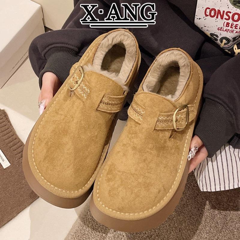 

Leather all-inclusive women s velvet thickened warm cotton shoes bread shoes winter non-slip thick-soled wool snow boots 40