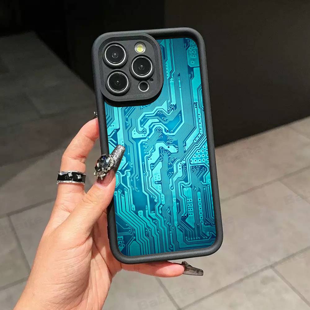 Printed Circuit Board Pattern Phone Case For IPhone 17 16 15 13 11 12 14 Pro Max Plus Silicone Cover Shell