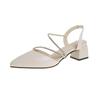 Baotou word with sandals women's summer new thick heel medium heel rhinestone gentle fairy versatile skirt sandals