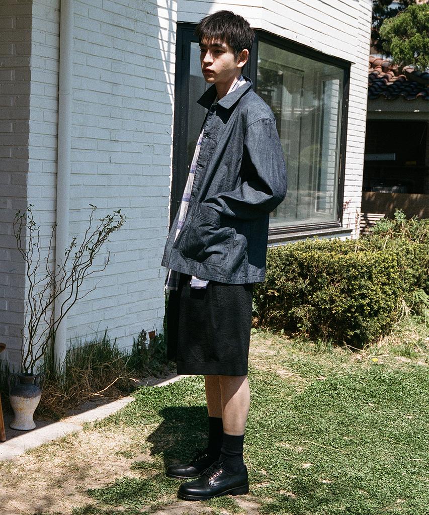 Holliseon Dimple Seersucker Wide Half Pants Black