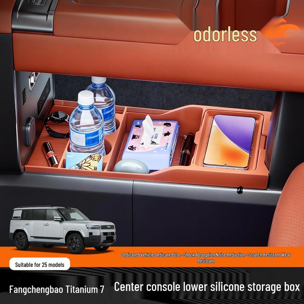 Silicone Storage & Glasses Holder for Fangchengbao Qiyuan 7 Center Console - Fits 25 Models