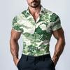 Pánská módní tištěná saténová košile s krátkým rukávem