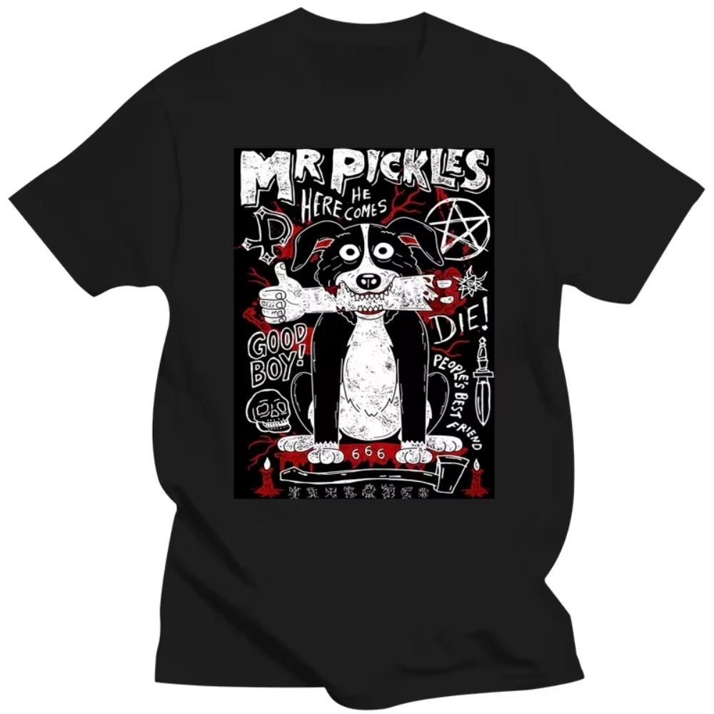 Mr Pickles T Shirt Men Cotton Collie Dog T-shirt O-neck Funny Tshirt Adult Adultswim Mature Dog Evil Satan Tee Streetwear