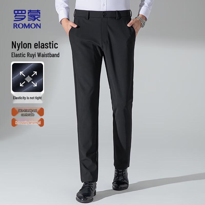 

ROMON Men s Four-Way Stretch Straight-Leg Casual Pants 36