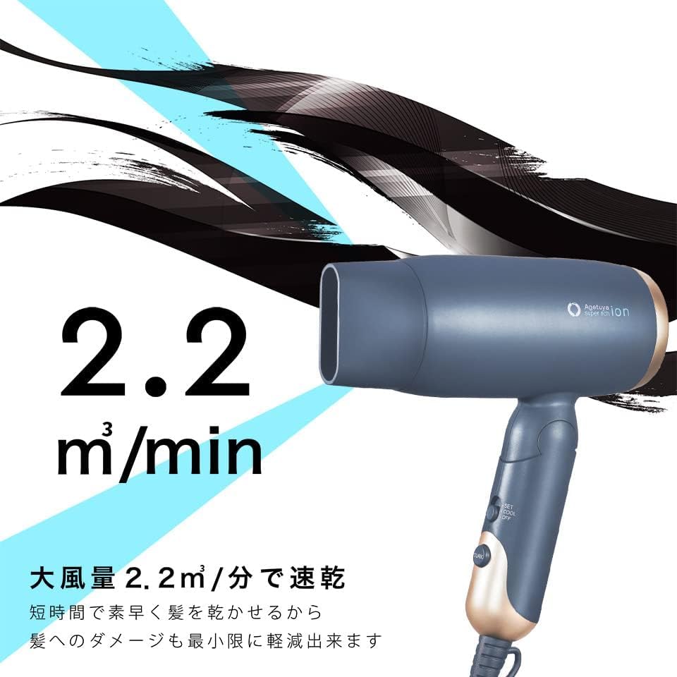 Agetsuya Super Rich Ion Hair Dryer White Large Air Volume Negative Ion AG-0003