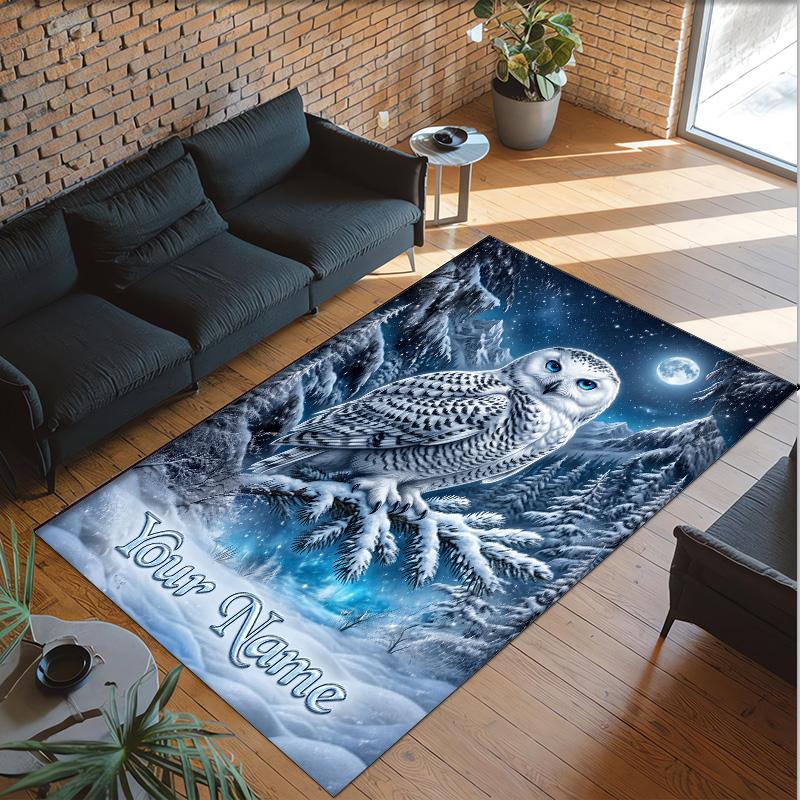 Birds Theme Crystal Velvet Floor Rug Personalized Custom Name Text Warm Carpet Home Decoration