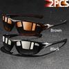 2 Pieces Fashion Vintage Sports Sunglasses Men Women Fishing Running Cycling  Sport Man Sun Glasses Anti-Glare UV400 Eyewear