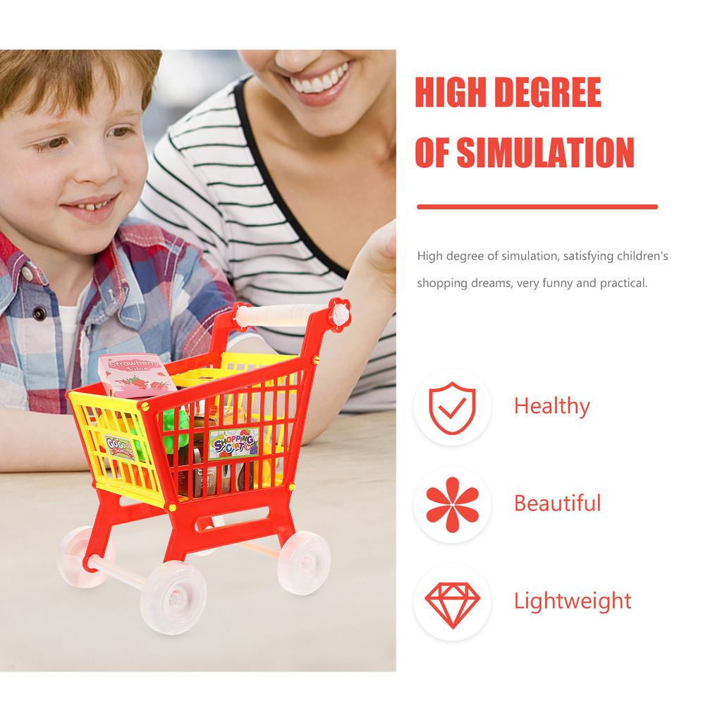 Play House Toy Puzzle Early Education Abs Child Supermarket Trolley Imitated Shopping Cart Plaything Small Compact Fake