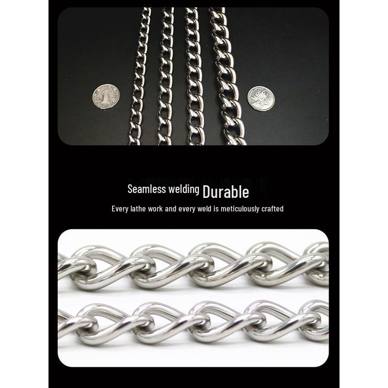 Stainless Steel P Chain Dog Collar & Leash for Large Dogs - Anti-Shock Training Pet Neck Collar