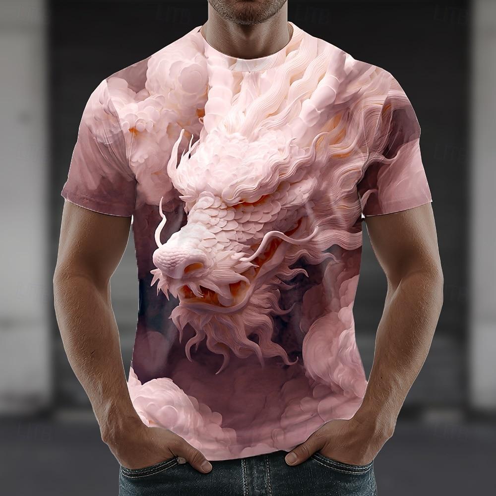 Herren Wolf Grafikdrucke Hemd T-Shirt Tee Kurzarm T-Shirt 3D Druck Rundhals Hemd Designer Freizeit Groß und Groß Täglich Urlaub Blau