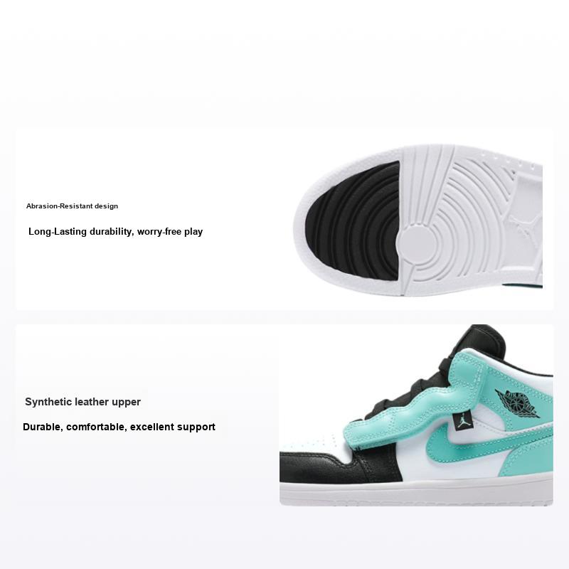 Air Jordan 1 Mid ALT PS Tropical Twist Sneakers per Bambini Verde Bianco Nero AR6351-132