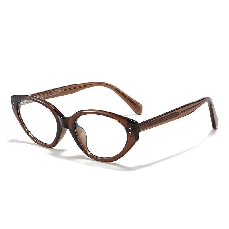 Brown Cat-Eye Acetate Frame with Myopia & Blue Light Prescription Lenses