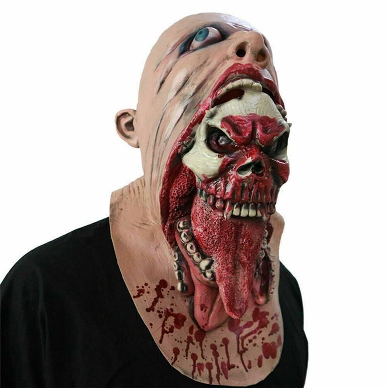 Gruselige Halloween Zombie Maske - Latex Blutiger Schädel mit geschmolzenem Gesicht für Cosplay & Partydekorationen Halloween Dekorationen