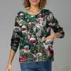 Women's Casual Long-Sleeved Single-Breasted Christmas-Themed Print  Cardigan