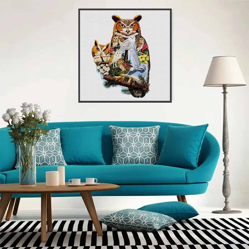 New Arrival 5D DIY Full Circle Diamond Painting "Owl" Embroidery Cross Stitch Home Decor Gift