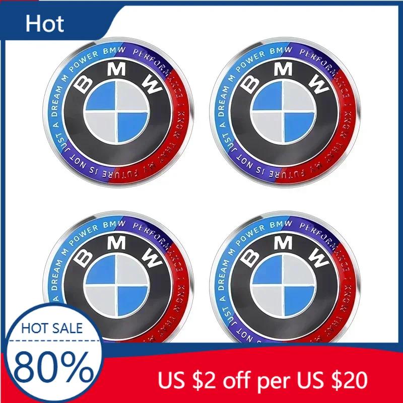 New Hots E60 4PCS 56MM 60MM 65MM Car Hub Cap Sticker Wheel Center Cover Decal Decoration Auto Modification Accessorie For BMW M