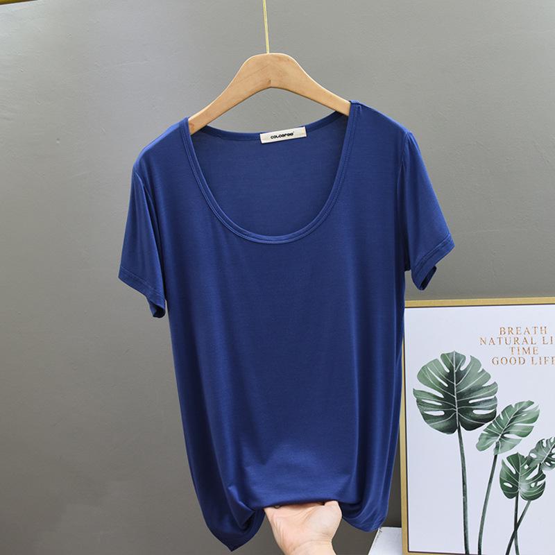 Women's Korean Style Slimming Modal Short Sleeve Top - Summer Fashion Round Neck Tee