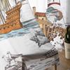 Retro Illustration Lighthouse Sailing Bedroom Transparent Sheer Curtains Holiday Decoration Window Voile Tulle Curtain