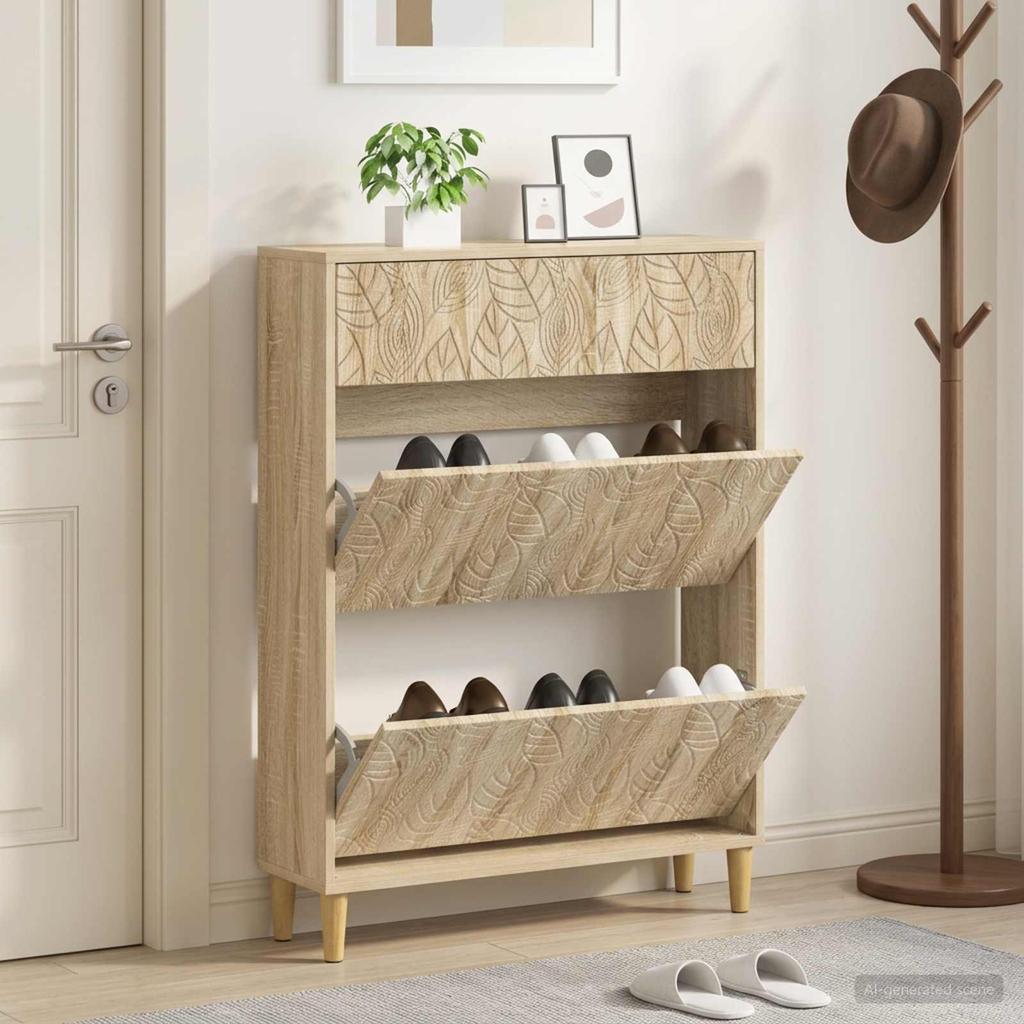 Shoe Cabinet DELFT 78 X 24 X 103 Cm Engineered Wood Sonoma Oak