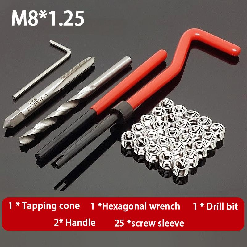 30Pcs Metric Thread Repair Insert Kit M5 M6 M8 Car Pro Coil Tool M8*0.8Thread Repair Insert Kit