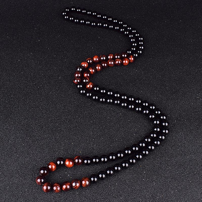 Natural Royal Blue Tiger Eye Beads Necklaces Women Fashion Obsidian Necklace Men Natural Onyxs Yoga Prayer Jewelry Collier Homme