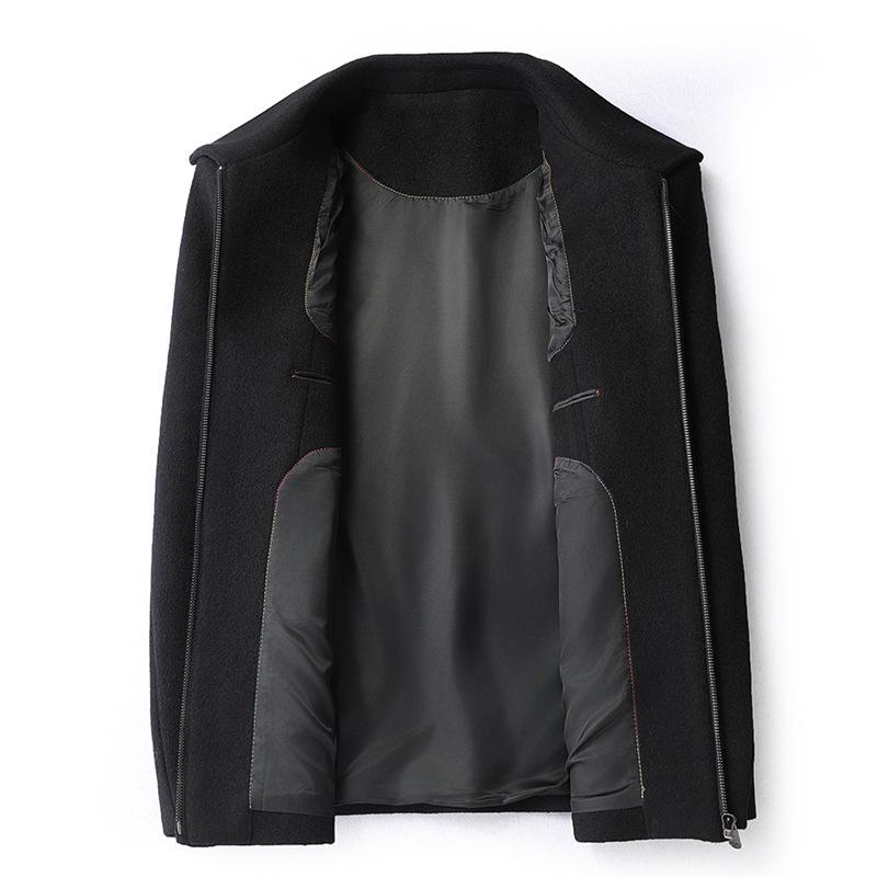 Men's Wool Blend Lapel Jacket for Middle-Aged and Elderly - Spring/Autumn Casual Outerwear