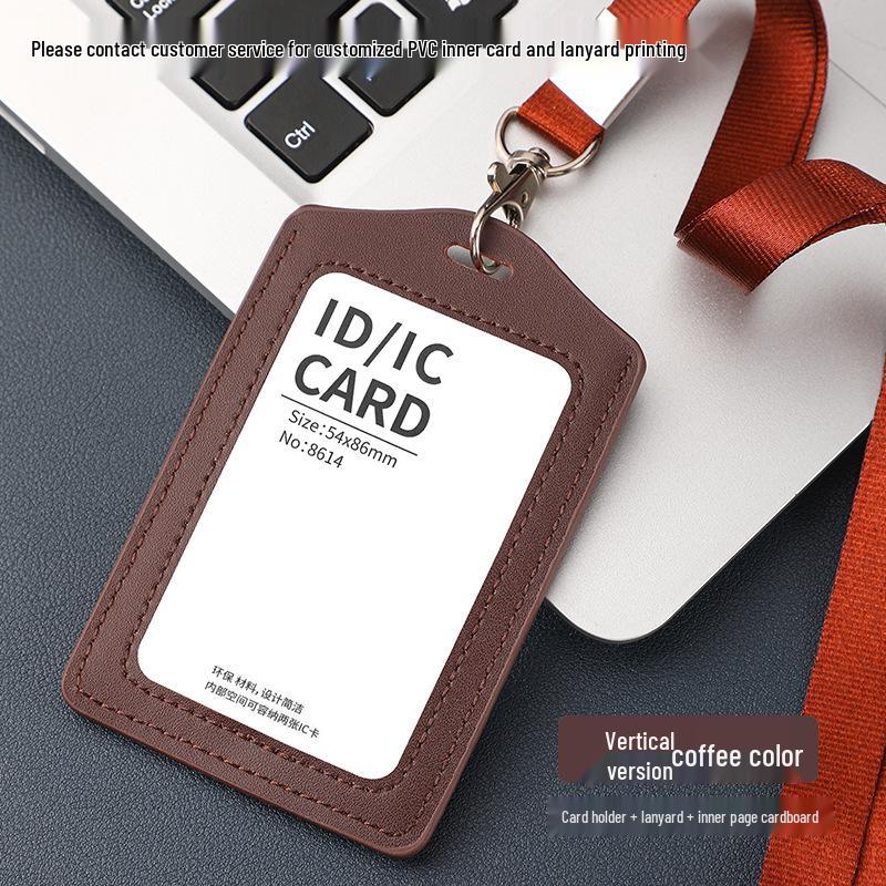 Custom Genuine Leather ID Badge Holder with Lanyard