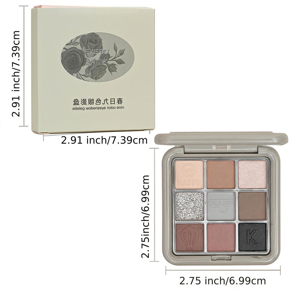 9-Color Eyeshadow Palette  Matte & Shimmer Eyeshadows with Light Purple To Dark Brown Tones, High Mixable Shades for Everyday  Makeup Looks