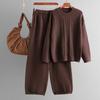 Autumn and Winter New Loose Twist Pullover Sweater Women's Set, Knitted Wide-leg Pants Fashionable Two-piece Set