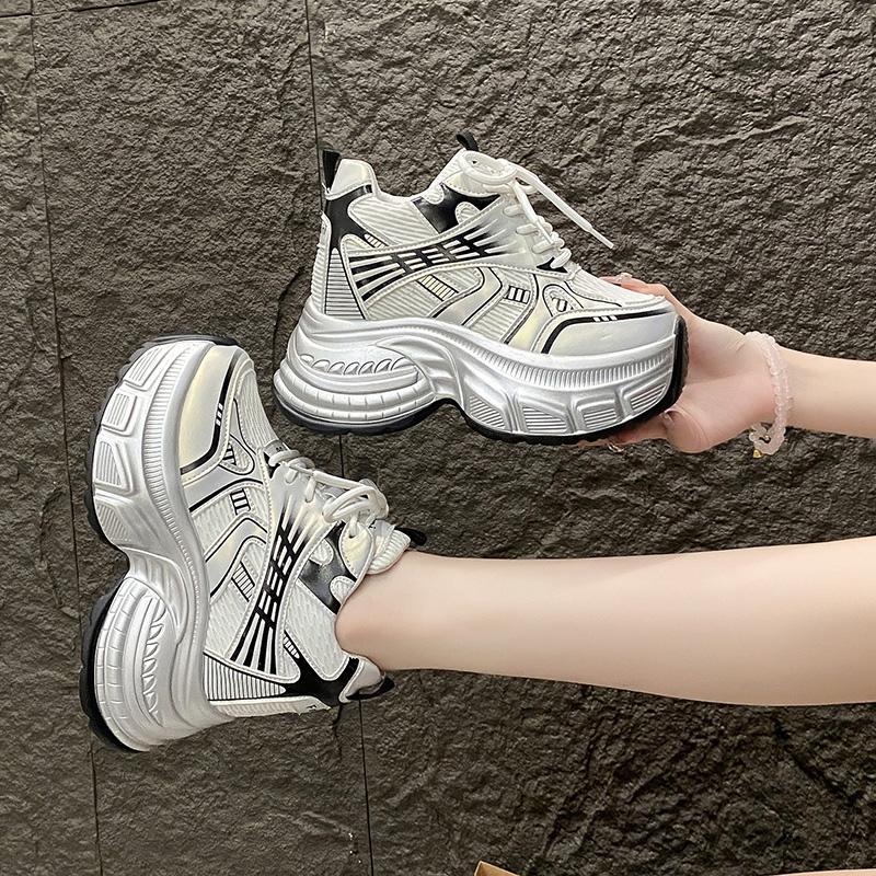 Women's Breathable Mesh Dad Shoes New Autumn Thick Bottom Casual Sports Walking Shoes Retro 10CM High Platform Chunky Sneakers