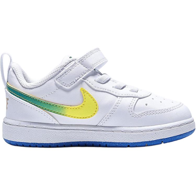 Nike Court Borough Comfortable Versatile Low-Top Walking Shoes Baby sneaker White Green Yellow IR3996-100