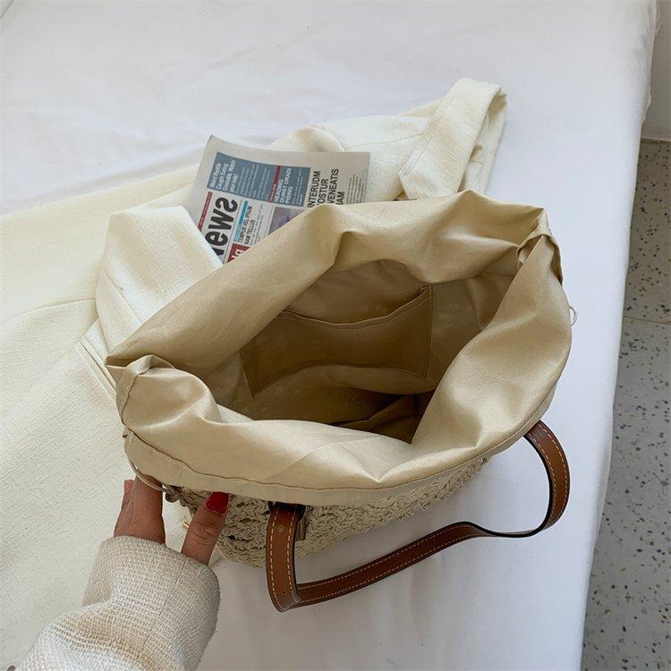 Summer Woven Straw Bucket Bag for Women Travel Beach Bags Armpit Bags Bohemia Knitted Shopping Totes