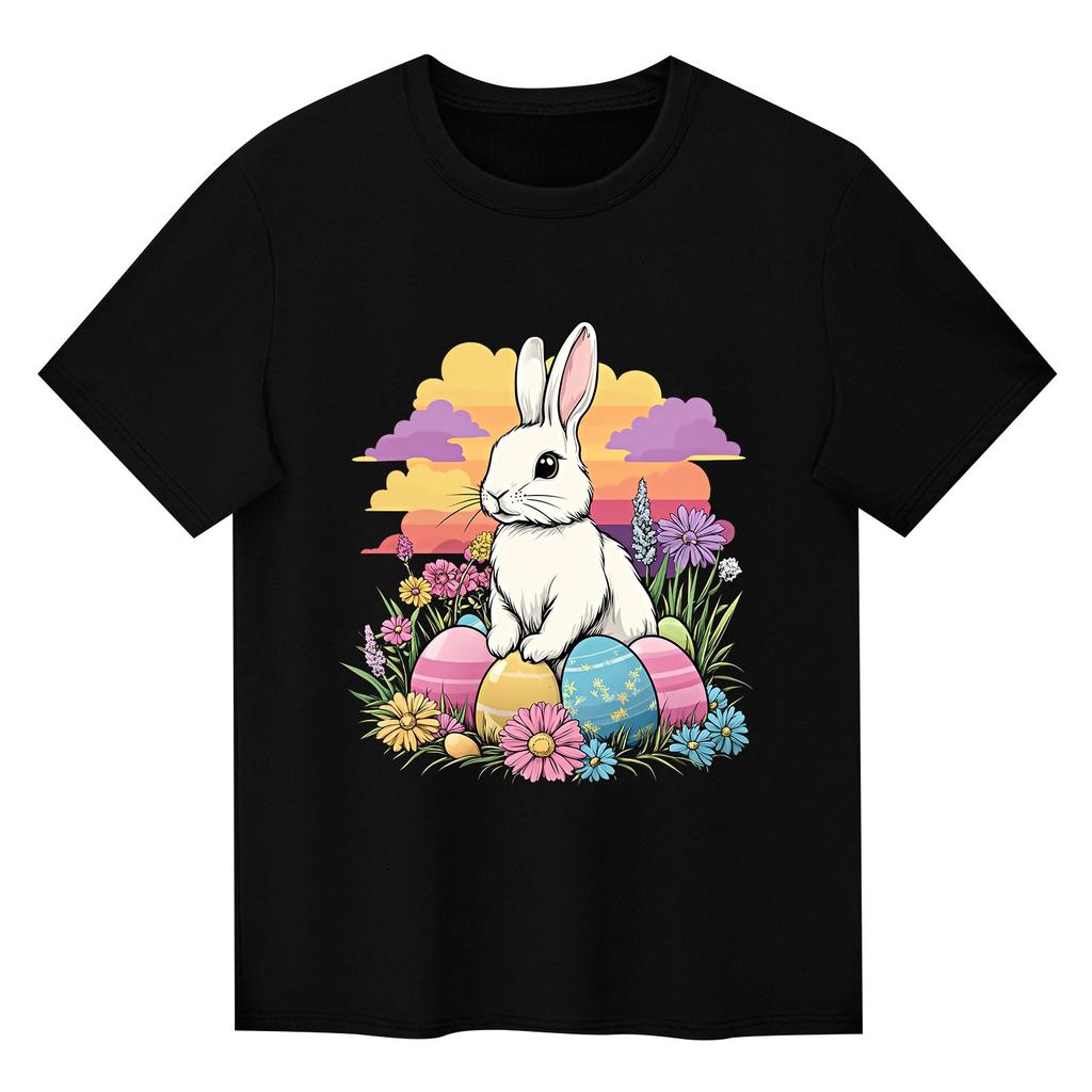 Children's Printed Short Sleeved Round Neck Casual Comfortable Loose Lightweight Top